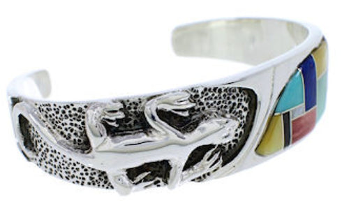 Southwest Lizard Sterling Silver Multicolor Cuff Bracelet FX27542